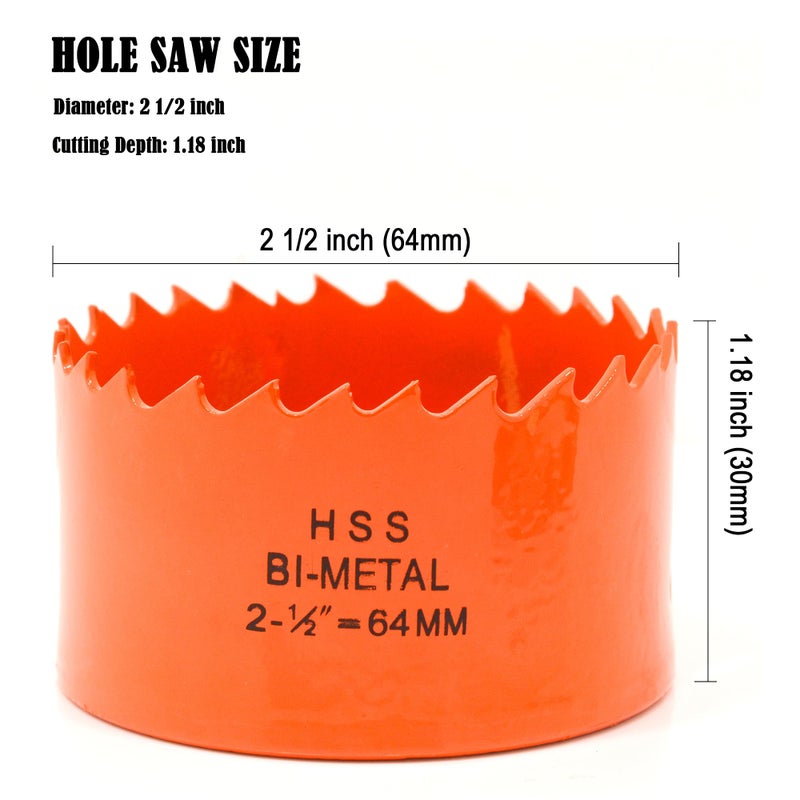 Koopi 2 1/2 inch Hole Saw with Arbor and Drill Bit  2.5 in M42 Bi-Metal Hole Cutter - Quick & Smooth Cutting for Metal  Wood  Plastic - Image 2